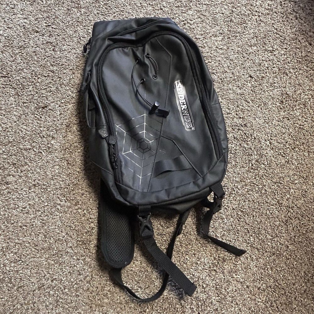 Spider Wire Fishing Sling Bag Black 3 Zipper Single Shoulder Adjustable